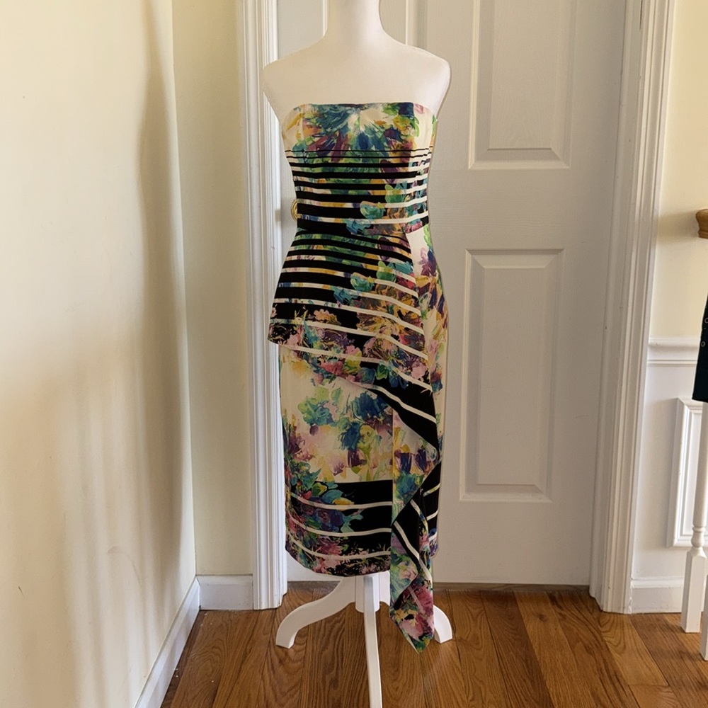 Strapless midi cocktail dress
